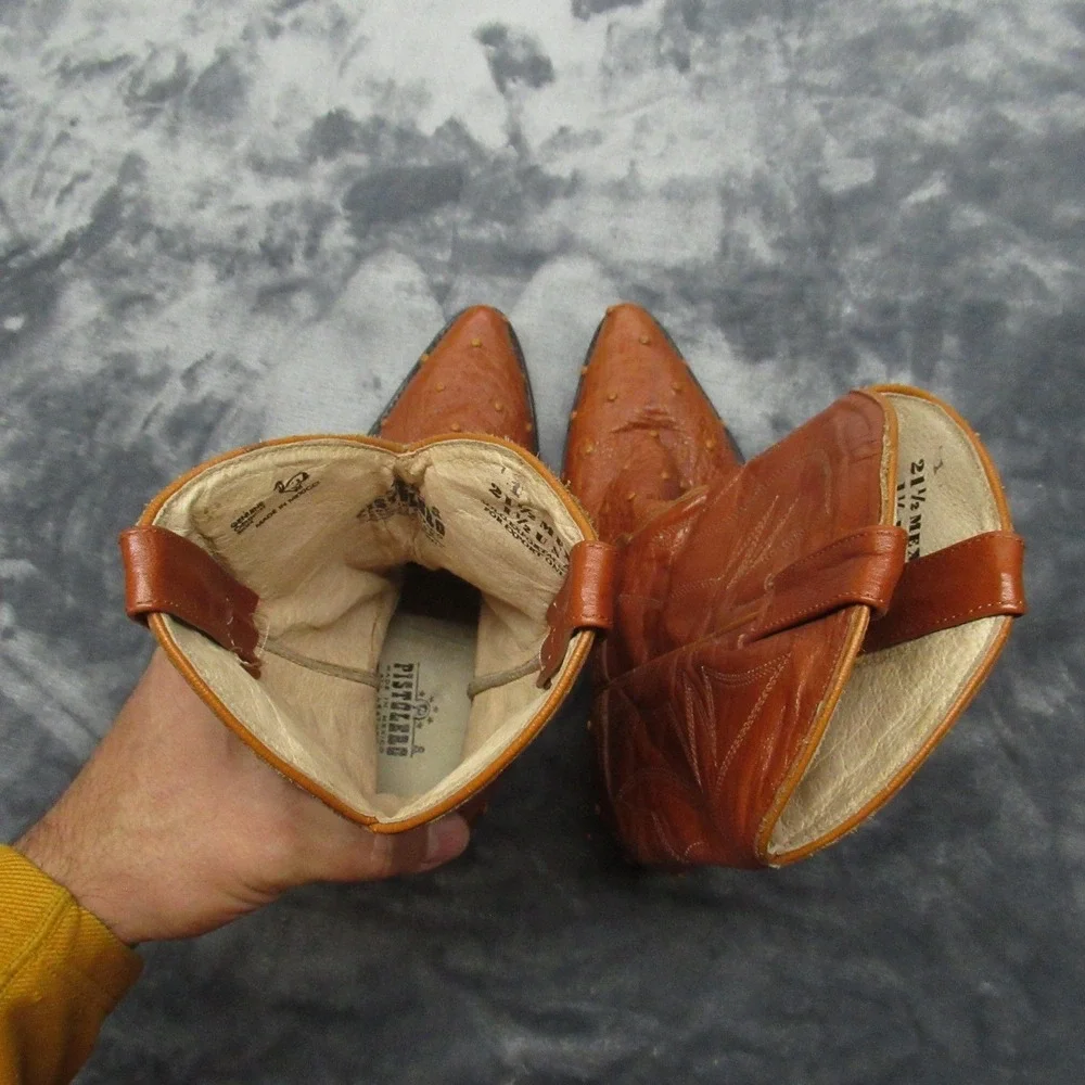 Pistolero Kids 1.5 Western Boots Genuine Ostrich Cowboy Exotic NEW RARE VTG